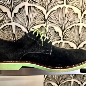 G.H. Bass & Co. Navy Blue Suede Oxfords with Green Accents